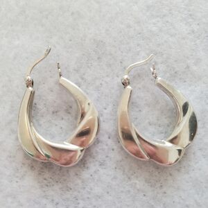 925 Silver Hoop Hinged Back  Earrings